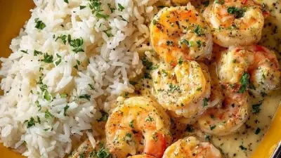 طريقة عمل جمبري بالثوم الكريمي مع أرز أبيض: وصفة سهلة لعشاء مميز