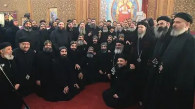 احتفال دير الأنبا شنودة برهبنة ثلاثة رهبان جدد في سوهاج