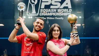 وزير الرياضة يهنئ نور الشربيني ومصطفى عسل بعد تتويجهما ببطولة ويندي سيتي للإسكواش