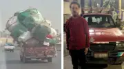 ضبط سائق يقود سيارة ربع نقل بحمولة زائدة في القاهرة