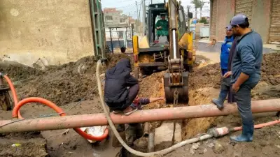 انتهاء إصلاح كسر مفاجئ بخط مياه الشرب في قرية الخادمية بكفر الشيخ