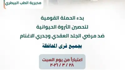 الشرقية تطلق حملة قومية لتحصين الماشية ضد الأمراض السبت المقبل