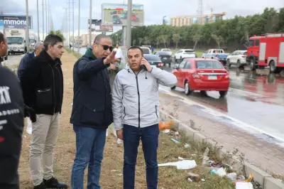 محافظ الجيزة يتتبع شفط مياه الأمطار لضمان سيولة الحركة المرورية