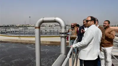 رئيس مياه الشرب بالجيزة يتفقد محطة أبو رواش ويؤكد جودة المياه المعالجة