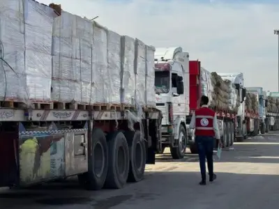 قافلة مساعدات تضم 176 شاحنة تدخل قطاع غزة عبر معبر رفح