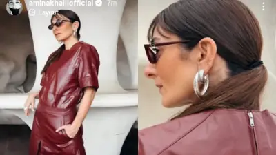 أمينة خليل تخطف الأنظار بإطلالة جلدية برجندية عبر إنستجرام