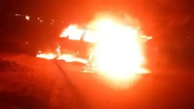 مصرع شخصين وإصابة آخر في حادث تصادم واشتعال سيارة بالإسماعيلية