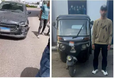 ضبط سائق توك توك بدون رخصة بعد حادث تصادم بالإسكندرية