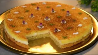 طريقة عمل كيكة البسبوسة بالكريمة للشيف محمد حامد بخطوات سهلة