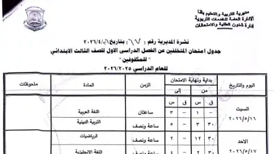 اعتماد جداول امتحانات نهاية العام لصفوف النقل والشهادة الإعدادية بقنا