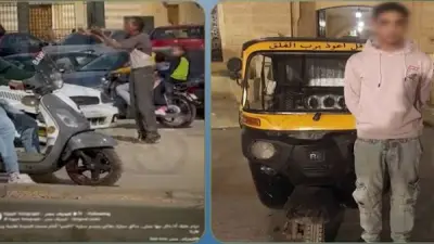 ضبط سائق توك توك صدم تاكسي وهرب في الخليفة
