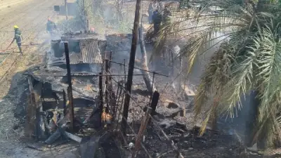 إخماد حريق في غرف هيئة السكة الحديد بالقرب من محطة قطار شبين الكوم القديمة