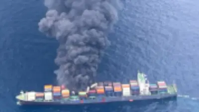 هجوم مزدوج يستهدف سفينة حاويات قرب سواحل عمان بالقرب من مضيق هرمز