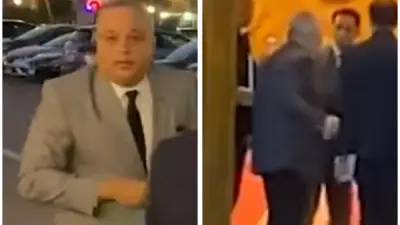 تامر عبد المنعم وأشرف زكي في عزاء والد دينا رامز بمسجد الشرطة