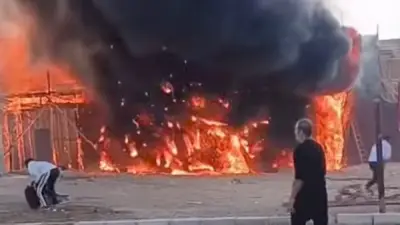 حريق يلتهم موقع تصوير مسلسل بيت بابا 2 في مدينة الإنتاج الإعلامي