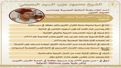محمود البجيرمي.. 34 عامًا على رحيل صاحب الصوت الشجي وأحد أعلام التلاوة المصرية