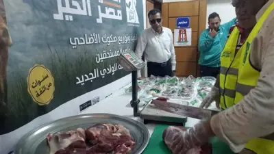 توزيع لحوم 54 أضحية على الأسر الأولى بالرعاية بالوادي الجديد خلال العيد
