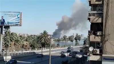 حريق هائل يندلع في البحر الأعظم بالجيزة والنيران تصل إلى كورنيش النيل
