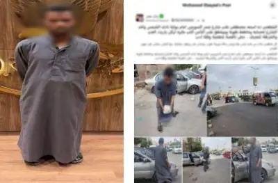 ضبط حارس عقار وضع أحجارا بالطريق لمنع ركن السيارات بالنزهة