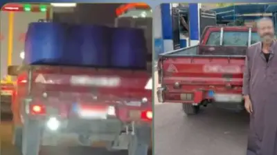 القبض على سائق ربع نقل بثبت كشاف عالي الإضاءة خلف سيارته بالغربية