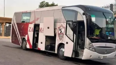 حافلة الزمالك تصل استاد القاهرة لمواجهة سيراميكا كليوباترا في الدوري
