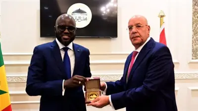 لقاء هشام بدوي مع رئيس البرلمان السنغالي وسفراء أفريقيا