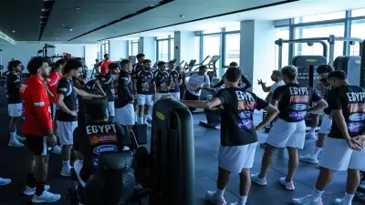 منتخب مصر يؤدي تدريبات صباحية في الجيم استعداداً لودية روسيا