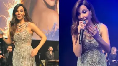 نانسي عجرم تشعل ثاني حفلاتها في باريس بفستان فضي لامع