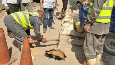 إصلاح هبوط أرضي بمنطقة الوحدة العربية في شبرا الخيمة دون تداعيات