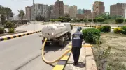 متابعة ري الأشجار والمسطحات الخضراء بحي غرب كفر الشيخ ضمن مبادرة جميلة يا بلدي
