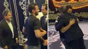 مشهد مؤثر.. نادر شوقي يعانق رمضان صبحي في عزاء والده رغم الخلافات