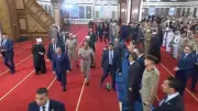 الرئيس السيسي يغادر مسجد الرحمن الرحيم بعد صلاة عيد الأضحى