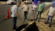 تحرك عاجل لاحتواء هبوط أرضي بطريق مطار الغردقة وتأمين حركة المرور