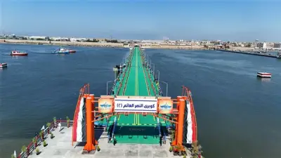 افتتاح كوبري النصر العائم 2 لربط بورسعيد وبورفؤاد بحضور رئيس هيئة القناة