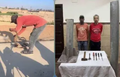 سقوط لص أعمدة الإنارة بالإسماعيلية بعد سرقة 6 أعمدة