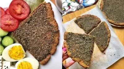 طريقة عمل مناقيش الزعتر بدقيق الحبة الكاملة خطوة بخطوة