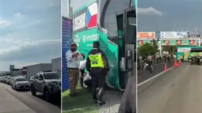 موقف طريف.. حافلة منتخب التشيك تعلق في زحام قبل مباراة كوريا بكأس العالم