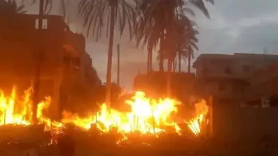 السيطرة على حريق هائل بأرض زراعية في قرية سنفا بالدقهلية دون إصابات