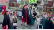 مصري بالجلابية والشال يتجول مع زوجته في نيويورك ويخطف الأنظار